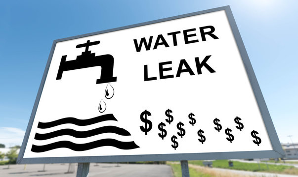 Water leak concept on a billboard