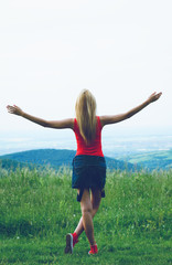 Portrait of young woman enjoying nature.