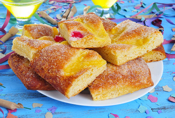 coca de Sant Joan, sweet flat cake from Catalonia, Spain