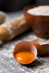 eggs, flour and rolling pin