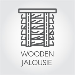 Simple line logo of wooden jalousie. Label for home and office interior design concept, shop catalog, online shops and other projects