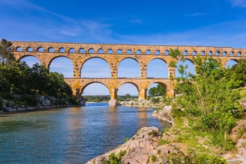 Deurstickers Pont du Gard Three-storied aqueduct of Pont du Gard in Europe