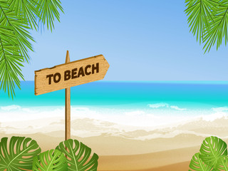 Obraz premium Vector to beach sign