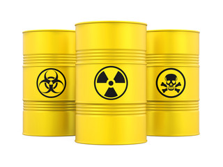 Biohazard, Radioactive and Poisonous Barrels Isolated