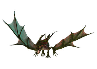 3D Rendering Fantasy Dragon on White