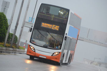 Hong Kong Bus in Tropical Storm