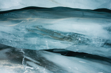 Ice structure of Ice cave in Alpine glacier