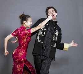 Caucasian Oriental Couple