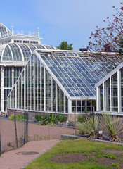 Fototapeta na wymiar Greenhouses and Botanical garden in the middle of the city in Helsinki Finland