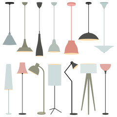 Vector set of lamps