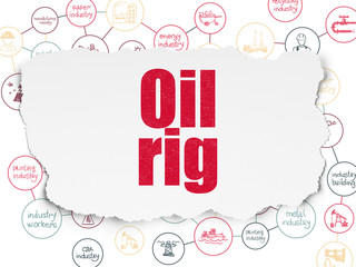 Industry concept: Oil Rig on Torn Paper background