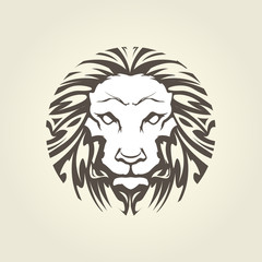 Lion's head in tattoo style - muzzle front view