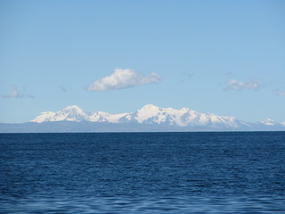 Peruvian Lake meets Bolivian sky 