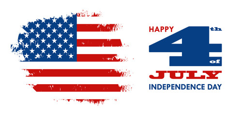 Happy 4th of July - Independence Day of United States of America greeting card design vector illustration