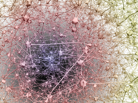 Computer graphic illustration of a neural network