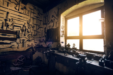 Traditional smithy workshop interior