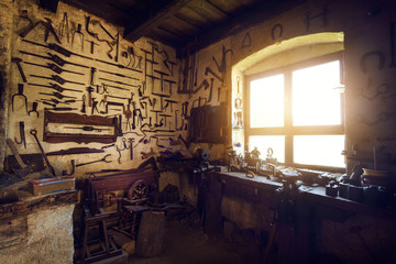 Traditional smithy workshop interior