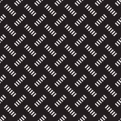 Crosshatch vector seamless geometric pattern. Crossed graphic rectangles background. Checkered motif. Seamless black and white texture of crosshatched lines. Trellis simple fabric print.