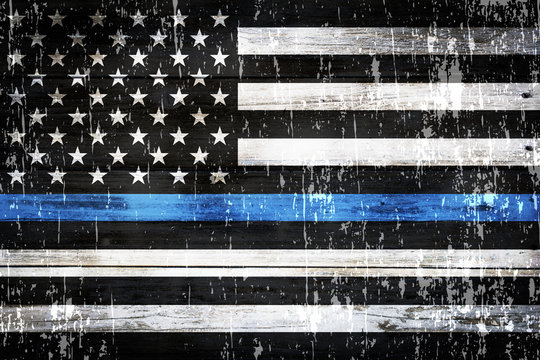 Police Support Flag Weathered Background