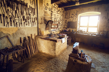 Traditional smithy workshop interior