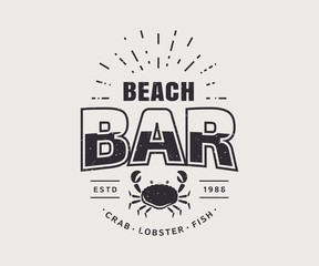 Beach bar logo isolated on white background. Vector template.