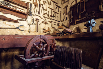 Traditional smithy workshop interior