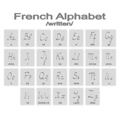 Set of monochrome icons with French Alphabet for your design