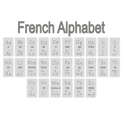 Set of monochrome icons with French Alphabet for your design