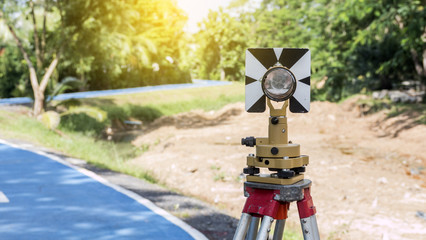 engineer and architecture yellow theodolite camera, total station