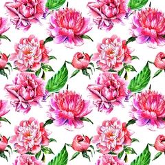 Foto op Aluminium Wildflower peony flower pattern in a watercolor style isolated. © yanushkov