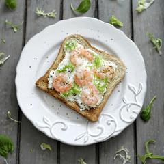 Toast with shrimps