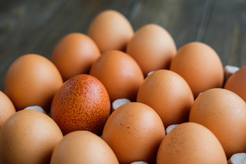 chicken eggs on wooden background