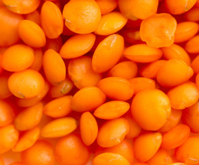 Red lentils as background. macro
