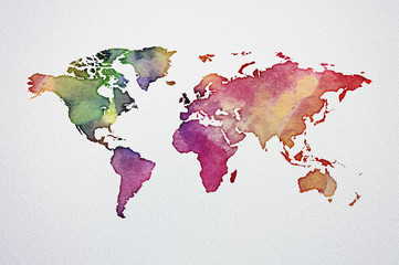 Watercolor World Map Download © overlays-textures