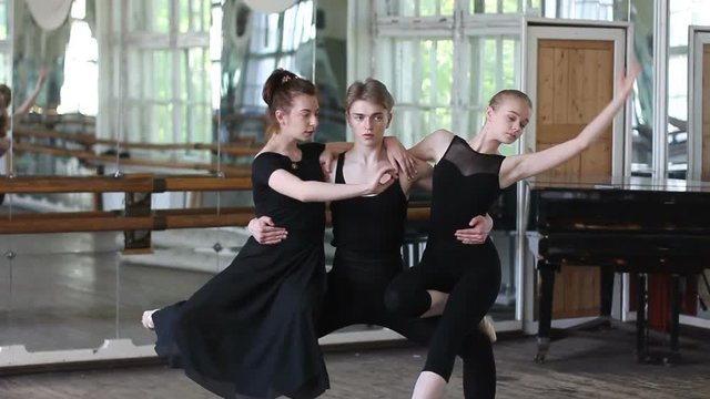 Three ballet dancers do ballet element