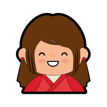 Cute japanese girl cartoon  icon vector illustration graphic design
