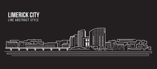 Cityscape Building Line art Vector Illustration design - Limerick city