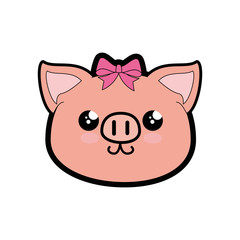 Pig kawaii cartoon icon vector illustration graphic design