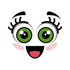 Cute cartoon face icon vector illustration graphic design