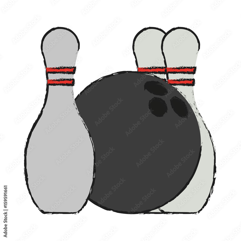 Sticker bowling pin and ball  icon image vector illustration design  sketch style