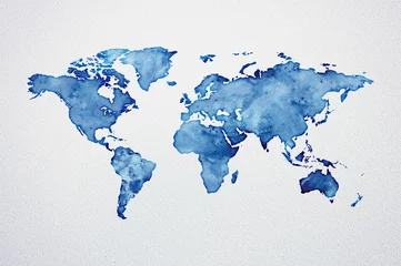 Wandcirkels aluminium Watercolor World Map © overlays-textures