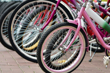 Bicycle in the city for children and adults