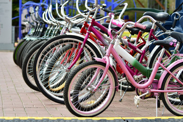 Bicycle in the city for children and adults