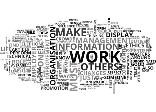 WORK ATTITUDE ETHICS FOR PROGRESS TEXT WORD CLOUD CONCEPT