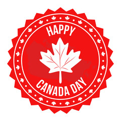 Canada day red circular label