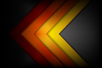 Abstract red orange yellow background dark and black carbon fiber with curve and layered overlap element vector illustration eps10