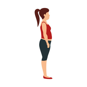 fat woman with sport wear vector illustration design