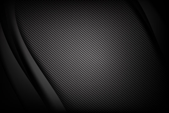 Abstract background dark and black carbon fiber with curve and layered overlap element vector illustration 002