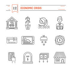 Economic crisis icons