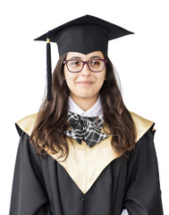 Girl graduate of the University on white background